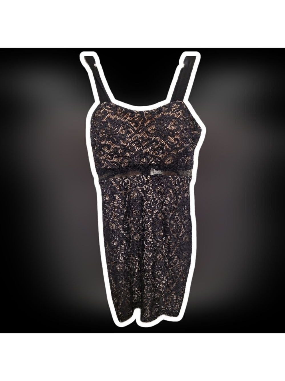 NWT Sequin Hearts Black Lace Dress Sz 7